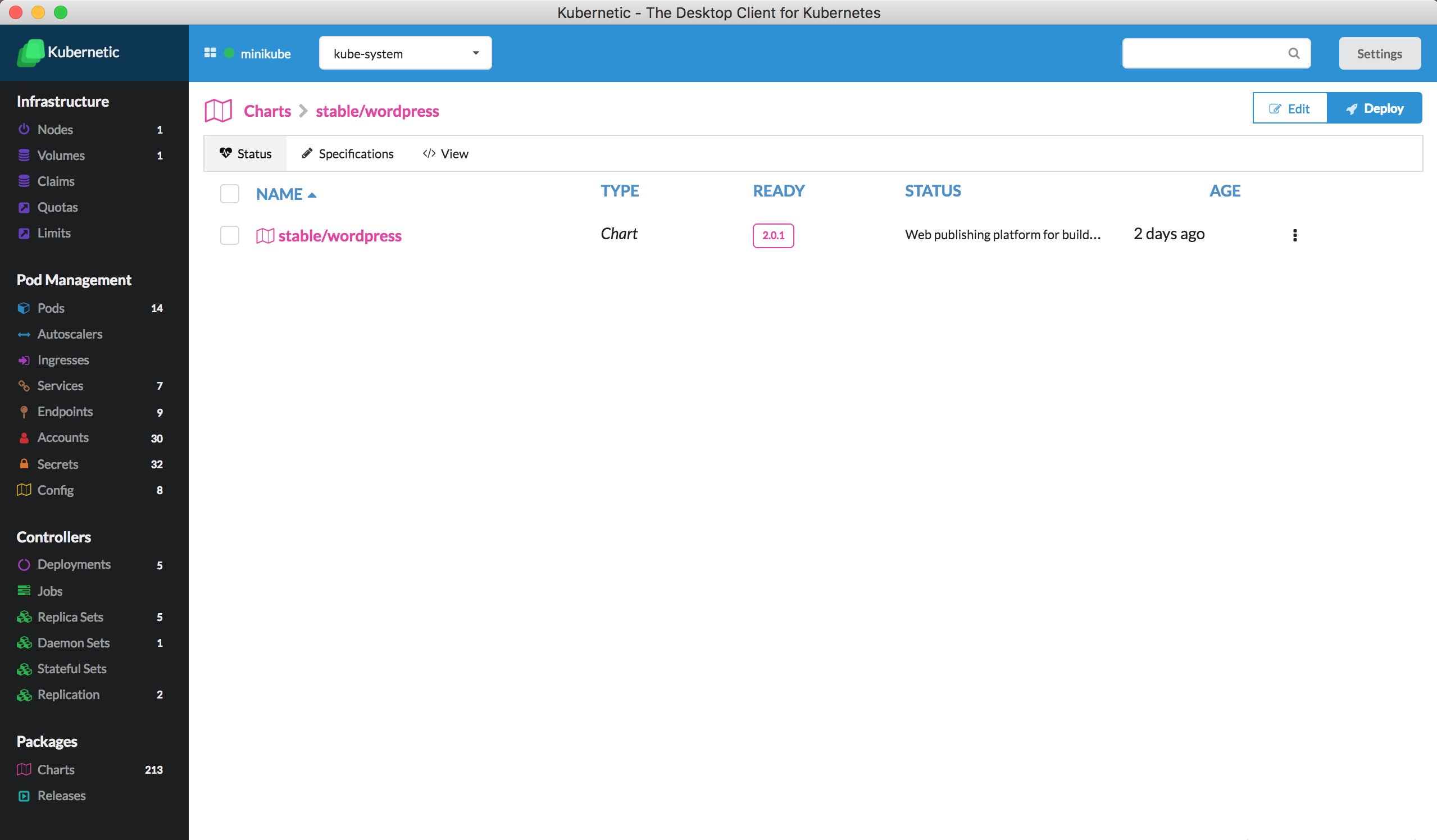Package > Chart Details: stable/wordpress