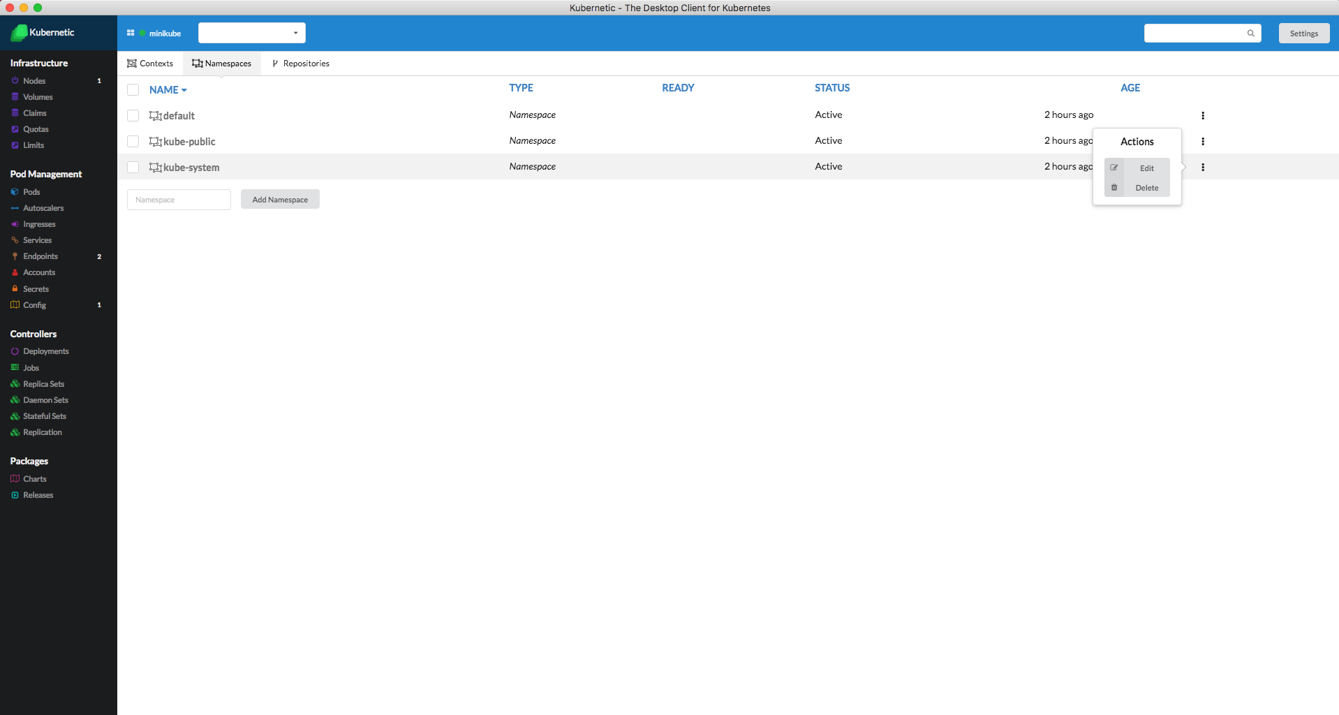 Namespace Menu