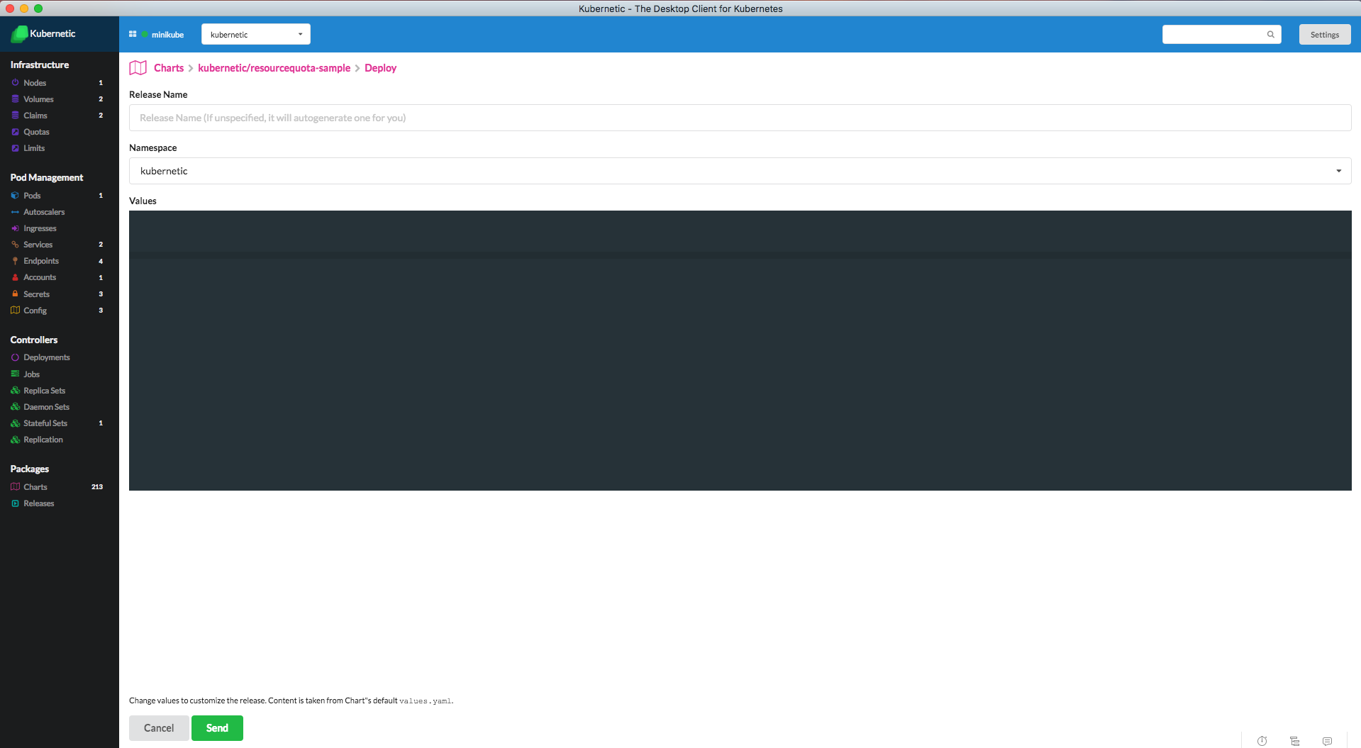 Chart Deploy: kubernetic/resourcequota-sample